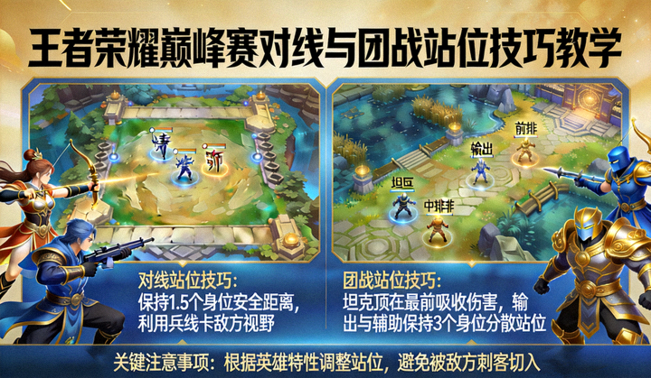 王者荣耀巅峰赛对线与团战站位技巧教学图